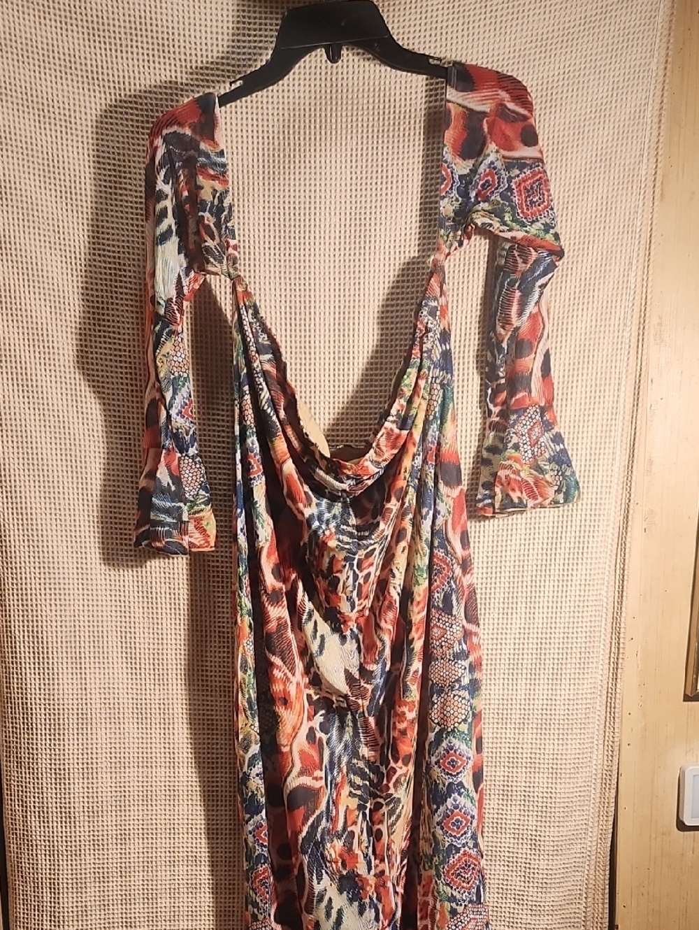 SHEIN Multicolor Boho Maxi Dress with Blue and Orange Accents